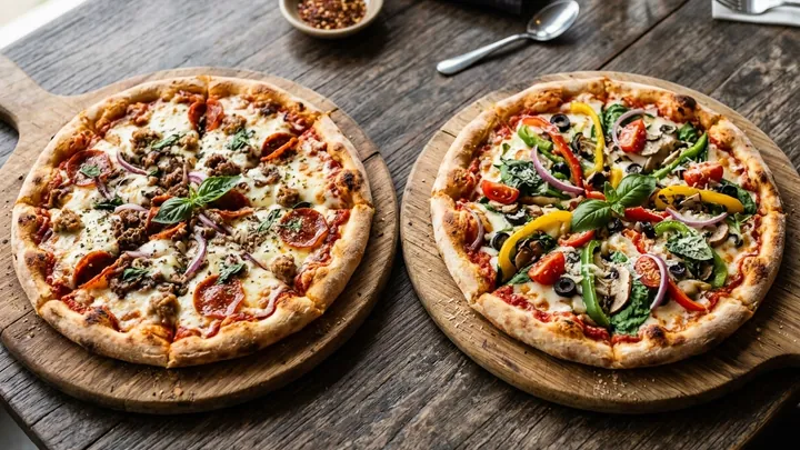 Illustrative pair of pizzas and sharing combo feast for group dining